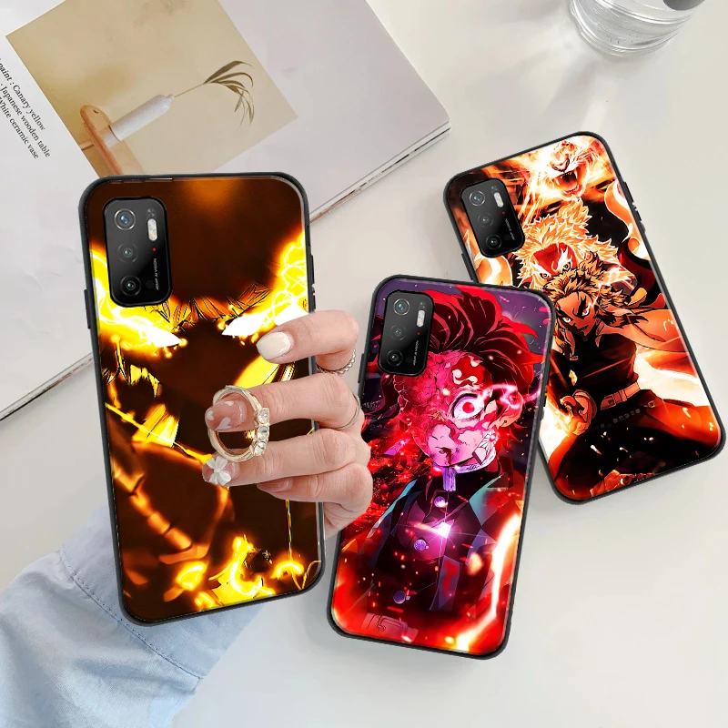 

Japan Anime Demon Slayer Kamado Tanjirou Nezuko Phone Case For Xiaomi POCO F3 GT X3 Pro X3 GT M3 M3 Pro X3 X3 NFC Cover