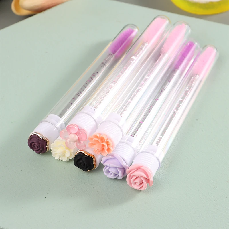 

8PCS Reusable Eyelash Brush Tube With Rose Pattern Mascara Wand For Women Lash Extension Makeup Brushes Tube Makeup Beauty Tools