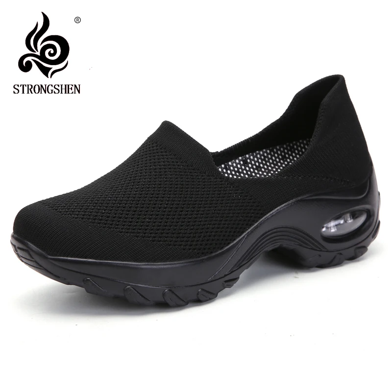 STRONGSHEN Women Flat Platform Shoes Woman Breathable Mesh Casual Shoes Moccasin Zapatos Mujer Ladies Boat Shoes