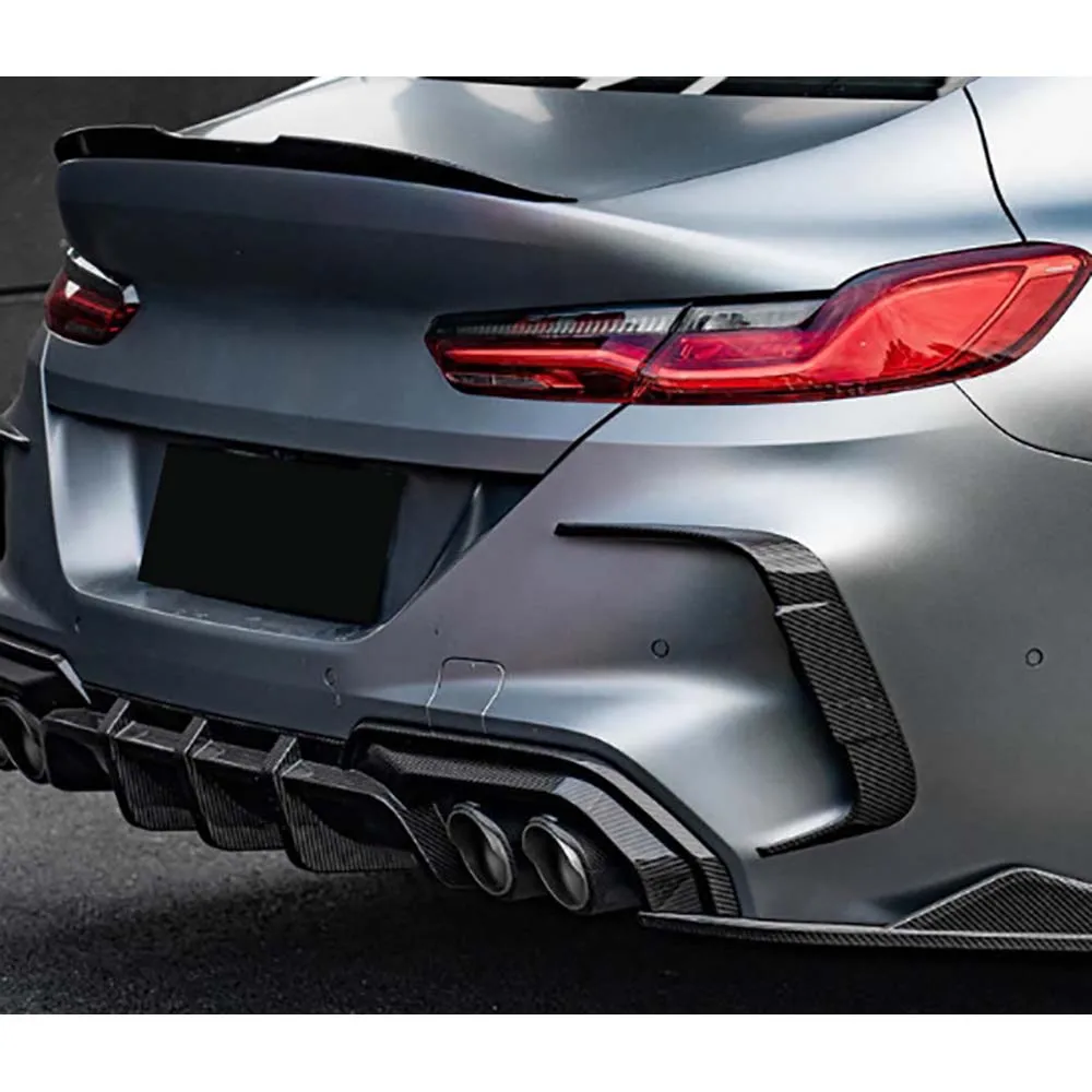 Фото Для BMW 8 серии F91 F92 M8 Coupe F93 M8 Gran Coupe 2020+ Накладки-сплиттеры на задний бампер из сухого карбона, декоративные элементы из FRP на задние крылья №5