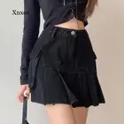 Новая летняя плиссированная мини-юбка, женская модель, женская уличная одежда, однотонные брюки с завышенной талией, юбки из тонкой джинсовой ткани, одежда