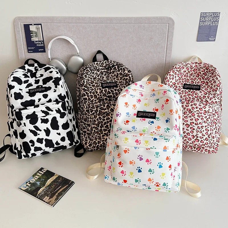 LEOPARD CANVAS Женские рюкзаки на молнии 2025 Новые высококачественные сумки большой