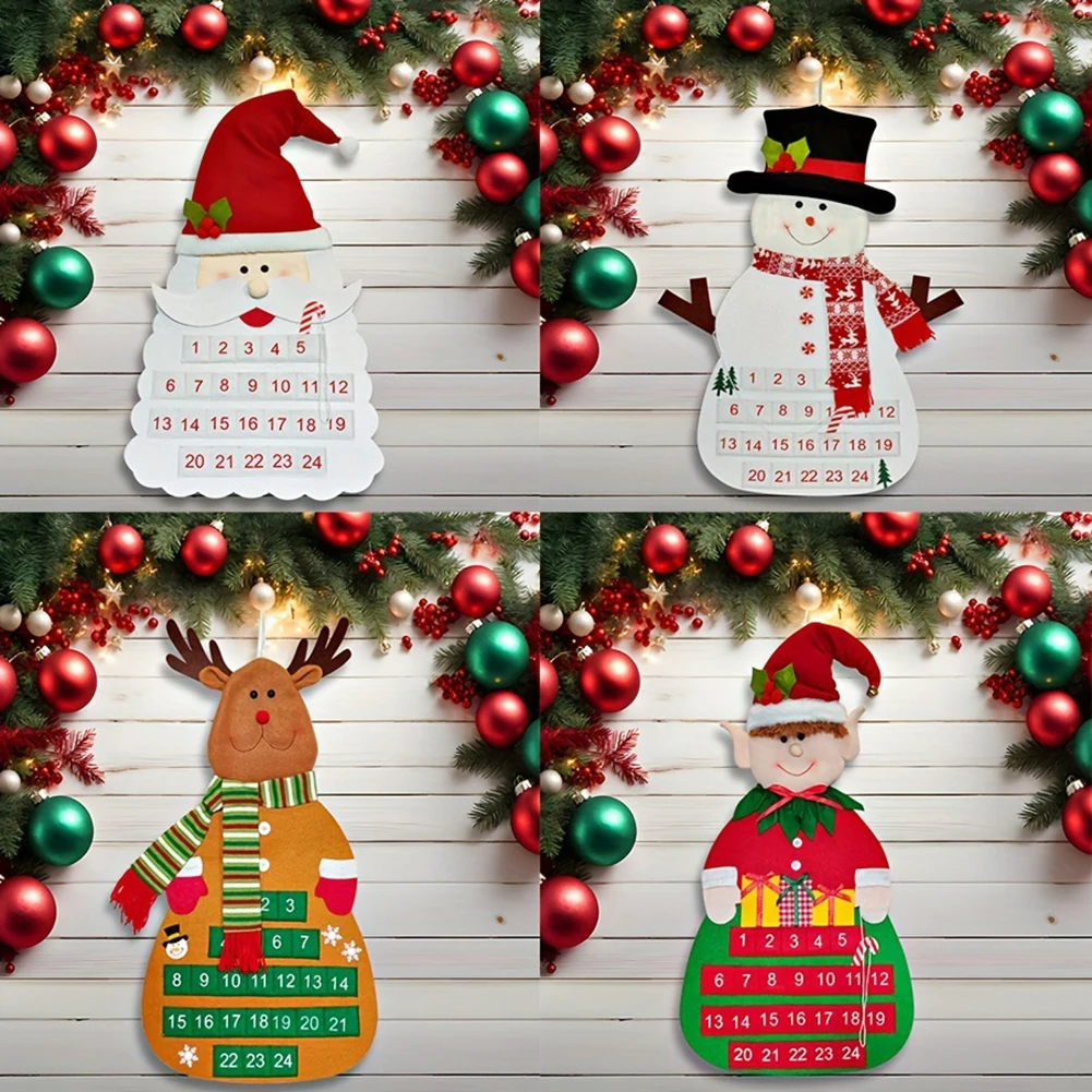 Рождественский праздничный фетровый рождественский календарь Декор для