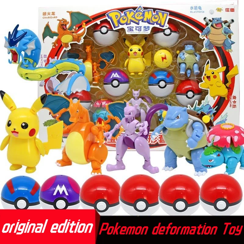 

Pokemon Pikachu Original Toys Deformation Robot Suit Elf Ball Pvc Model Cartoon Figure Birthday Gift For Kids Venusaur Charizard