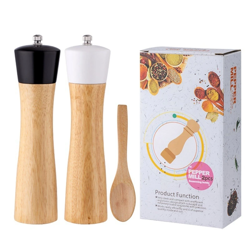 

2022 новый набор из 3 мельниц для перца деревянная мельница для морской соли шейкер с регулируемой крупностью
