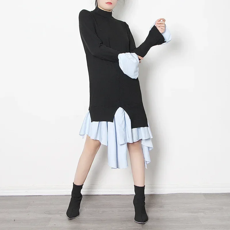 Элегантная женская трикотажная юбка осень 2023 новое свободное платье средней