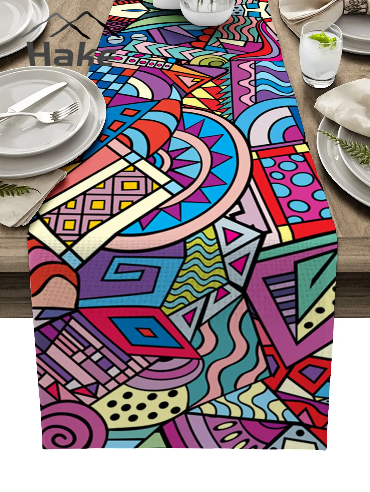 

Geometric Figures Colorful Table Runner for Dining Table Wedding Decoration Tablecloth Home Party Decor Table Cover
