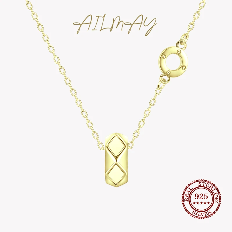 

Ailmay Новинка, распродажа, Настоящее серебро 925 пробы, модное круглое позолоченное ожерелье с кулоном для женщин и девушек, аксессуары для веч...