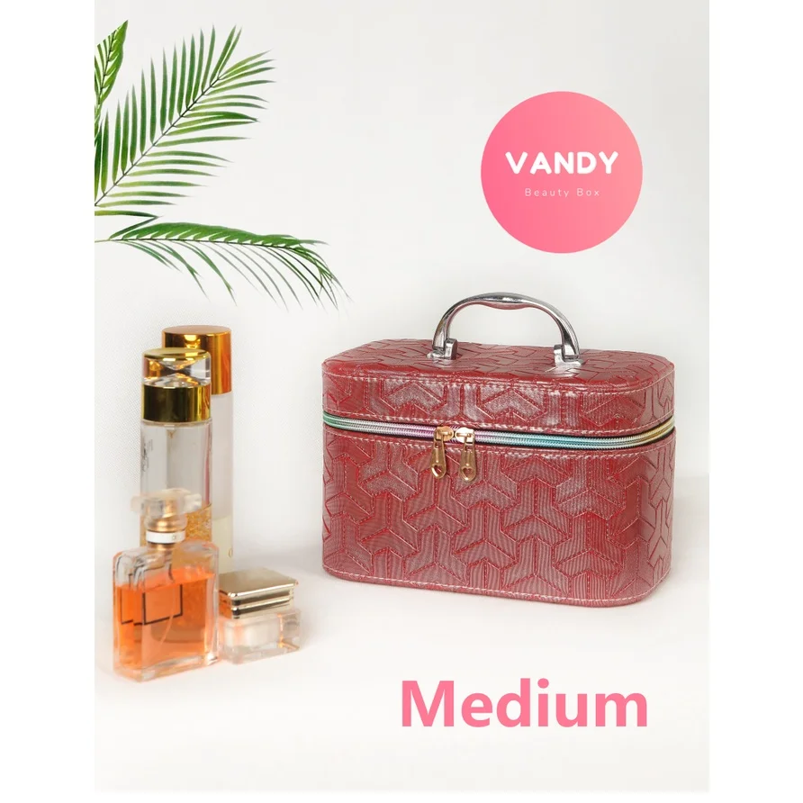 Vandy 2022 Brown Striped Cosmetic Case Bags for Makeup GirlsTrendy Bag Home Travel Must-Have Storage Accessories Female Make Up |