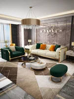 Italian style model room living room Bentley leather flannel sofa small house type sofa set living room furniture