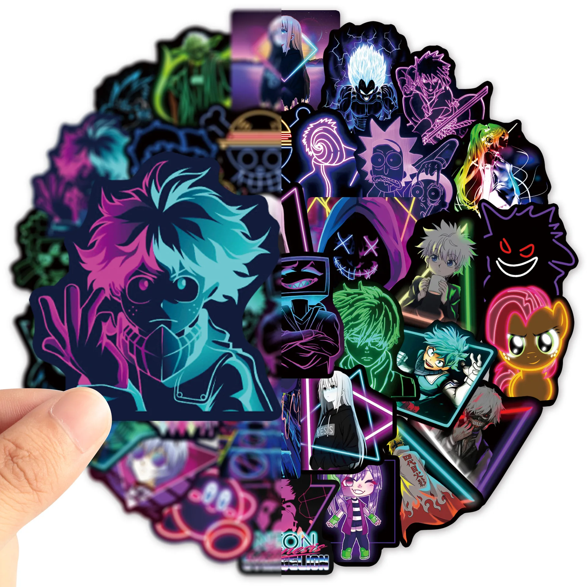 

50Pcs Cool Neon Mix Anime Cartoon Characters Graffiti Stickers Car Computer Phone Bike Laptop Cool Waterproof Sticker for Kids