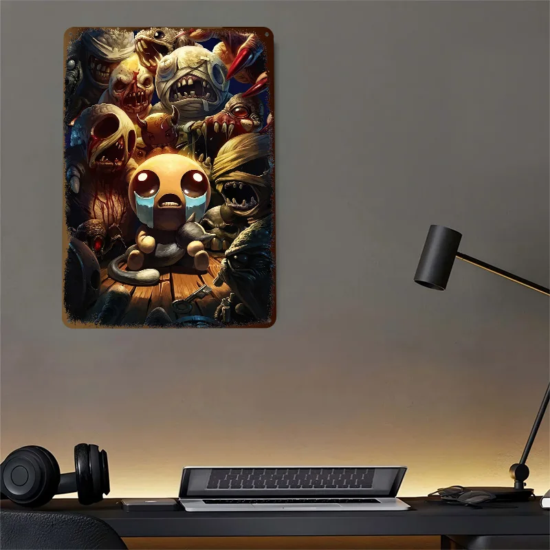Фото Металлический 3D-постер с текстурой «The Binding of Isaac Surrounded By Monsters», персонализированный, винтажный, для декора ванной комнаты №4