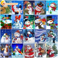 chenistory frameless paint by number christmas diy oil painting by numbers snowman figure digital painting on canvas home decor