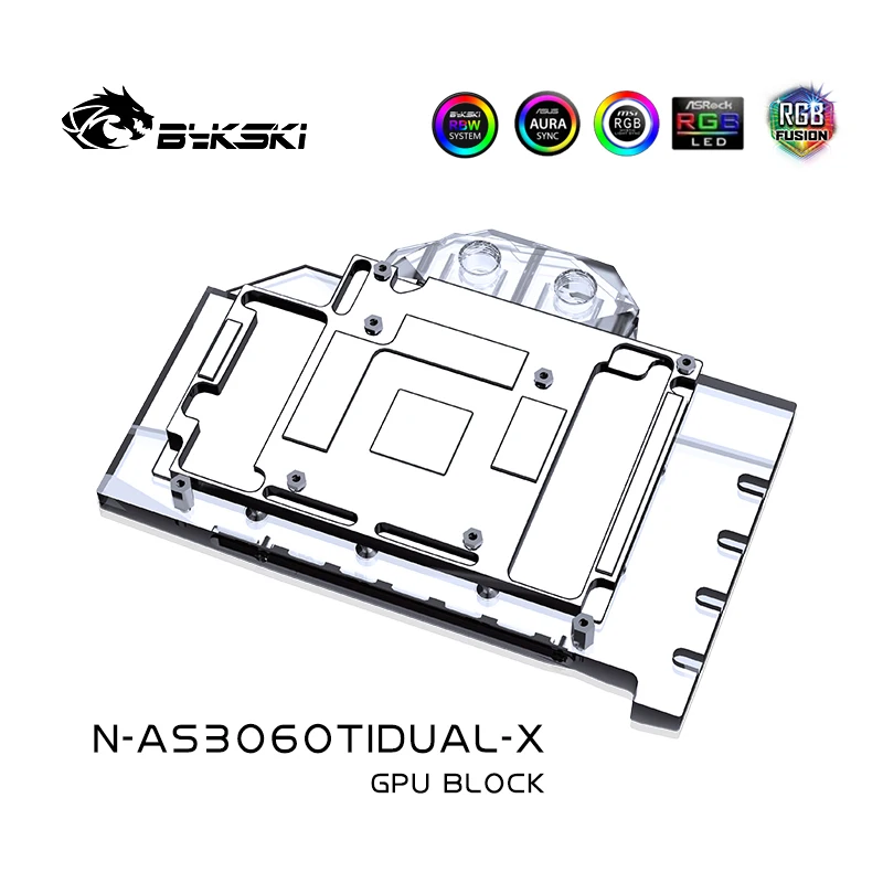 Водяной блок графического процессора Bykski N-AS3060TIDUAL-X для видеокарты Asus DUAL RTX 3060 TI O8G