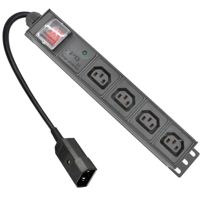 

Сетевой стеллаж PDU из алюминиевого сплава, удлинитель питания, 4 способа, выходная розетка C13 с SPD C14 C20, американская стандартная розетка для Е...