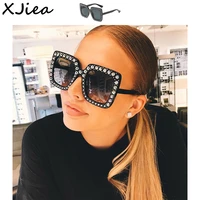 xjiea for women 2022 new fashion rhinestones sun glasses designer retro oversize square eyeglasses driving gafas de sol