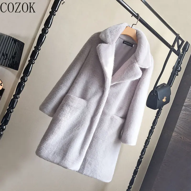 2022 Autumn and Winter New Fur Integrated Imitation Fur Qiu Marten Overcoats Women's Mid-Length Women's Coat Mink