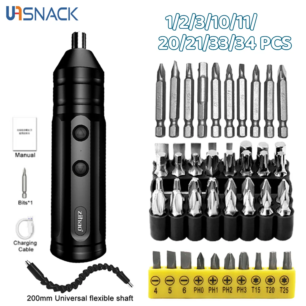 

34Pcs Electric Screwdriver Set USB Rechargeable Cordless Power Tools Kit Multifunctional Mini Automatic Screwdriver with Bits