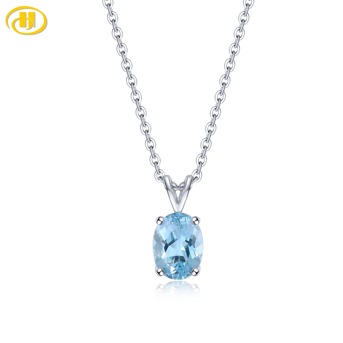 

Natural Sky Blue Topaz 14K Real White Gold Pendant 1.5 Carats Genuine Gemstone Classic Women's Jewelry Top Quality Gifts