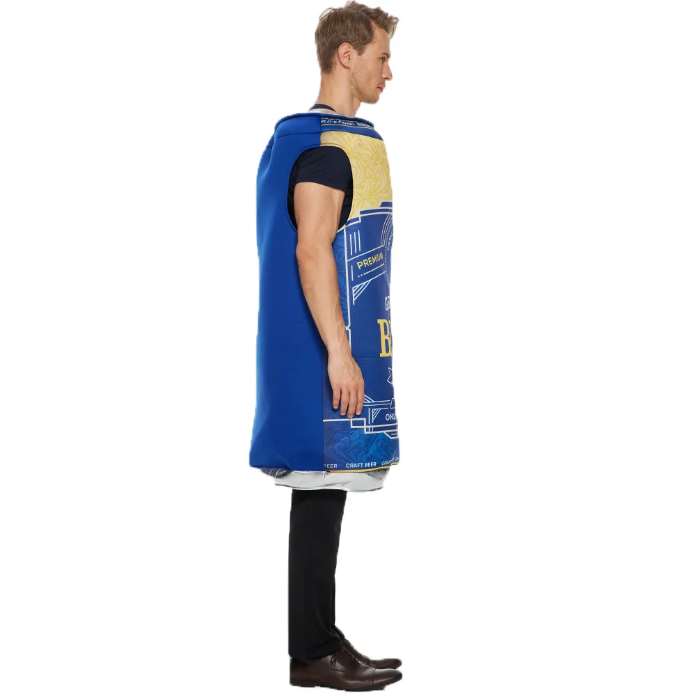 Винтажный пивной консервный костюм для мужчин и женщин синего цвета унисекс