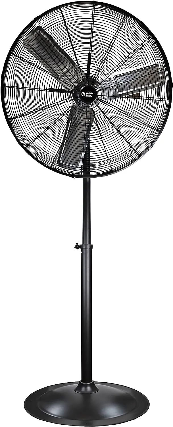 

Zone CZHVP30 30\u201D High-Velocity 3-Speed Industrial Pedestal Fan with Aluminum Blades and Adjustable Height, Black