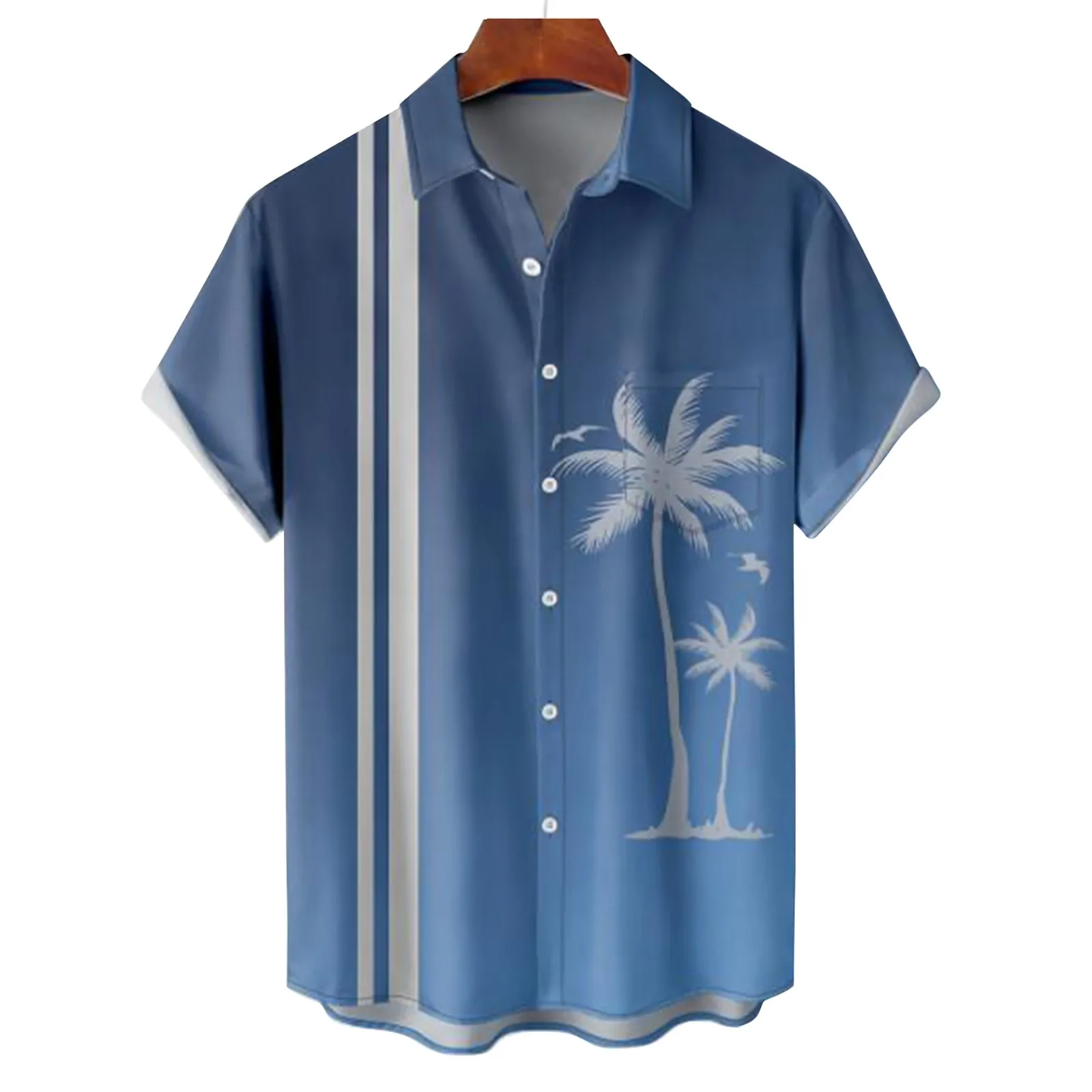

2022 свободные Дышащие Модные Гавайские рубашки с принтом пальмы, модные крутые пляжные Топы вечерние, летние мужские рубашки с коротким рука...