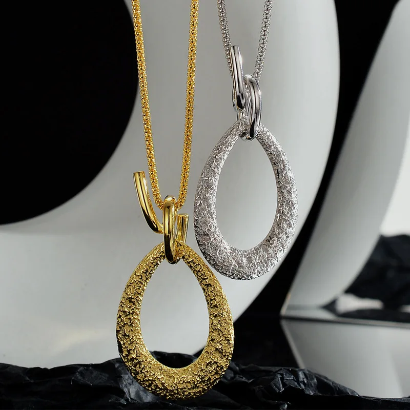 

Real S925 sterling Silver Necklace, Light luxury women's long texture necklace