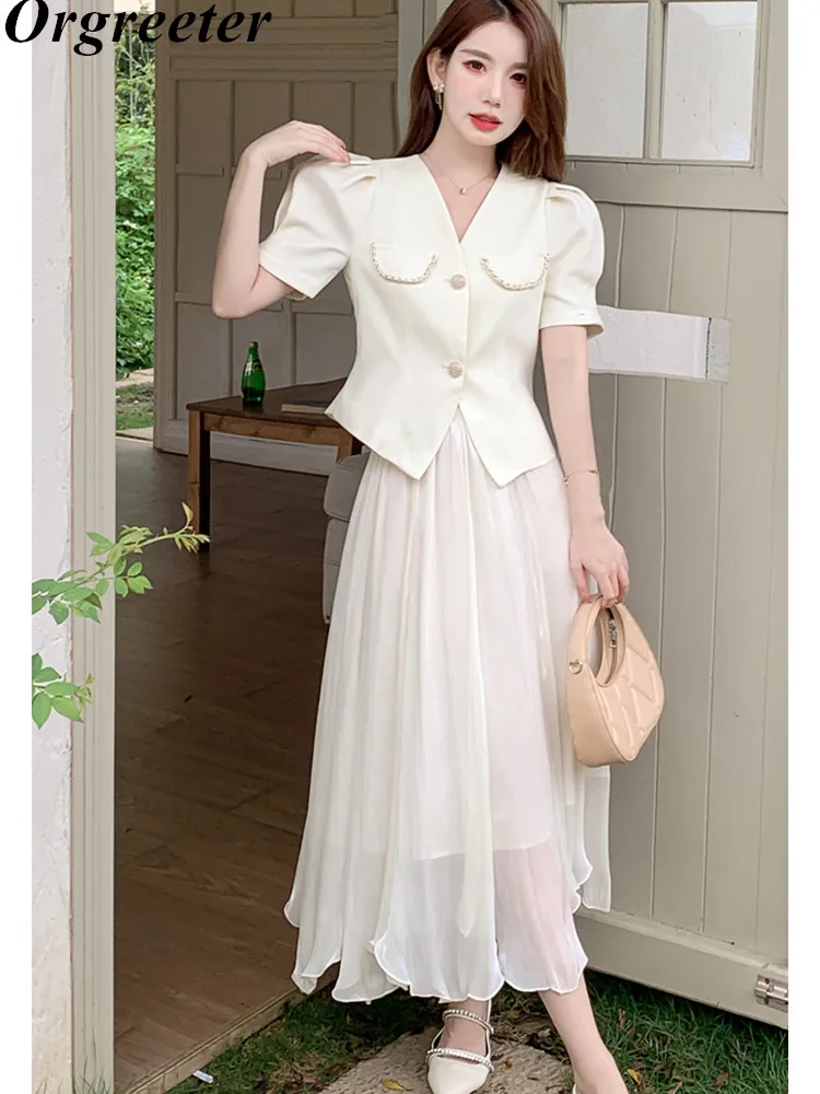 

Летний наряд для женщин, элегантный женский комплект из двух предметов: Топ и длинная юбка