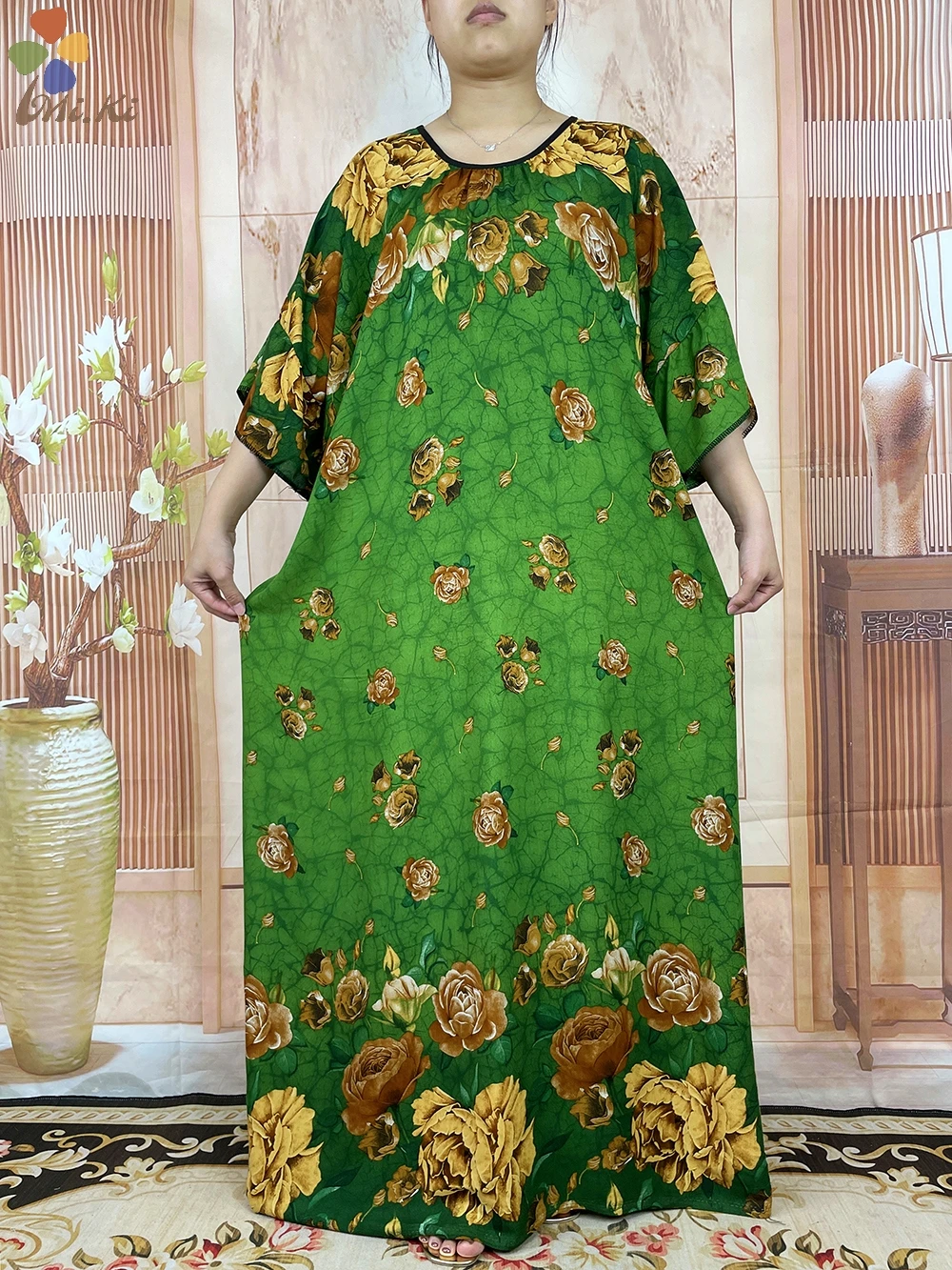 Short Sleeve 2 Pieces 2023 New African Dashiki Floral Printing Solid Cotton Loose Caftan Lady Summer Maxi Casual Dresses
