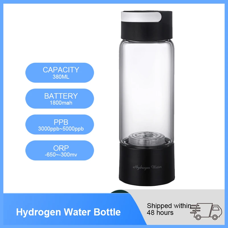 380ML SPE/PEM 5000PPB High Concentration Hydrogen Generator Bottle,1800mAh Battery,Absorb Hydrogen Self Cleaning Mode