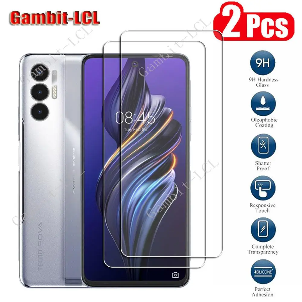 

2PCS 9H Protective Tempered Glass For Tecno Pova 3 6.9" Pova3 TecnoPova3 LF7n Screen Protector Protection Cover Film