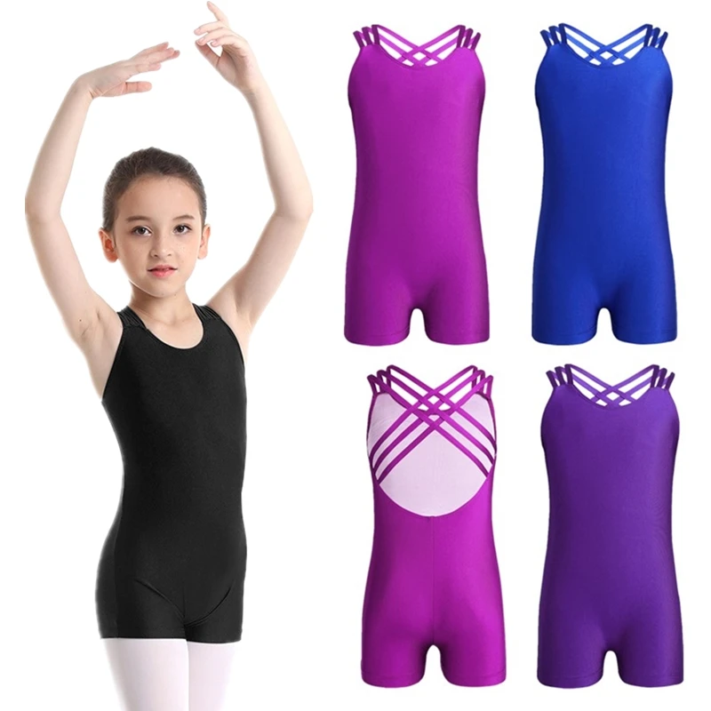 

Kids Gymnastic Leotard Sleeveless Strappy Dance Clothes Children Ballet Leotards Gymnastics Bodysuit Jumpsuit Girl Dance Unitard