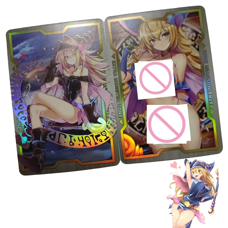 

Yu Gi Oh 2Pcs/set Black Magician Girl DIY Flash Card ACG Sexy Girl Anime Peripheral Game Collection Card Boy Girl Gifts Toy