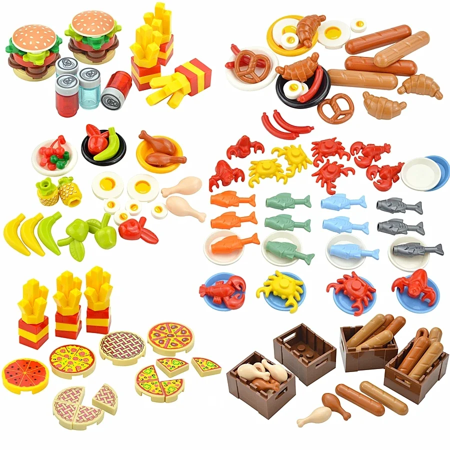 Город МОС кирпичи мини-игрушки для еды строительные блоки гамбургер картошки фри