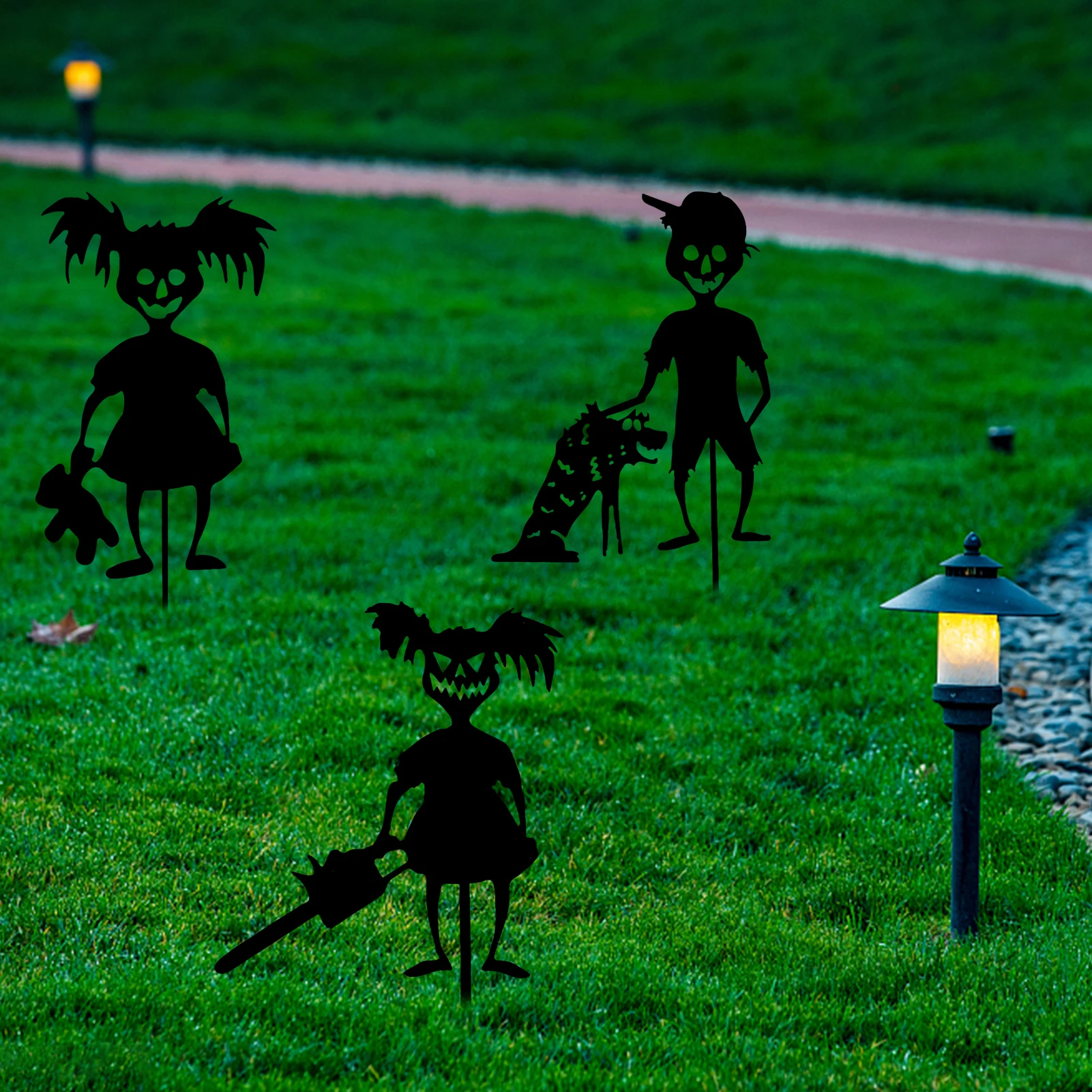 

Halloween Scary Evil Kids Standing Silhouette Unique Garden Yard Pile Outdoor Sculpture Little Devil Kids Home Decoration