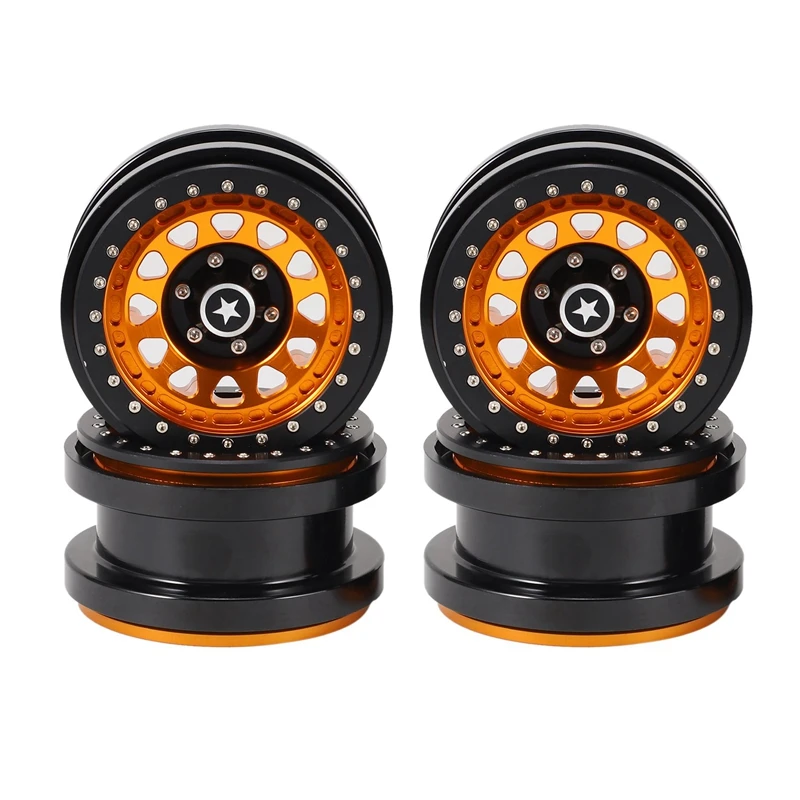 

4PCS CNC Aluminum 2.9 Inch Beadlock Wheel Hub Rim For 1/6 RC Crawler Car Axial SCX6 Jeep JLU Wrangler Upgrade Parts
