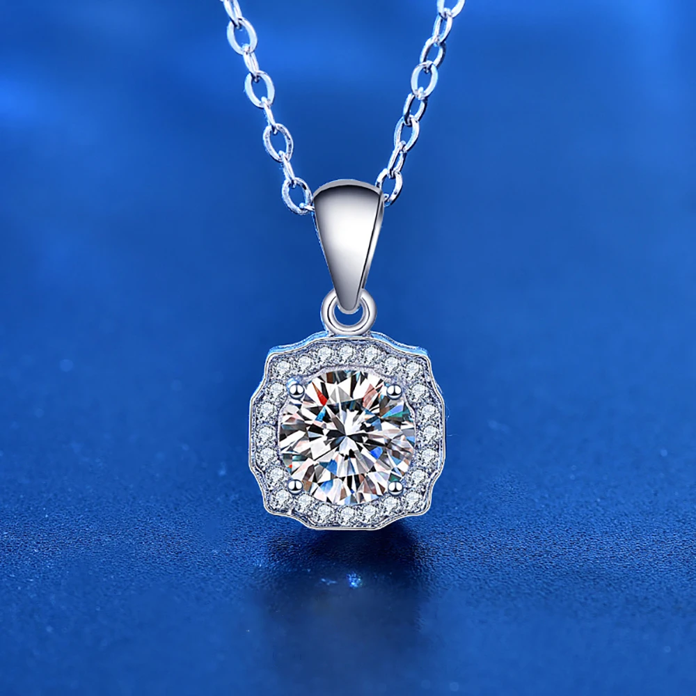 

1ct Premium Moissanite Necklace 925 Sterling Silver Necklace Fashionable CCGTC Luxury Jewelry Exquisite Packaging Box