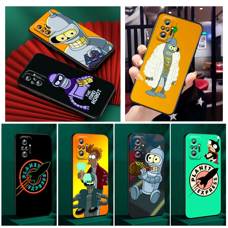 

Disney Futurama Bender Art Phone Case For Xiaomi Redmi Note 11E 11S 11 11T 10 10S 9 9T 9S 8 8T Pro Plus 5G 7 5 Black FUndas