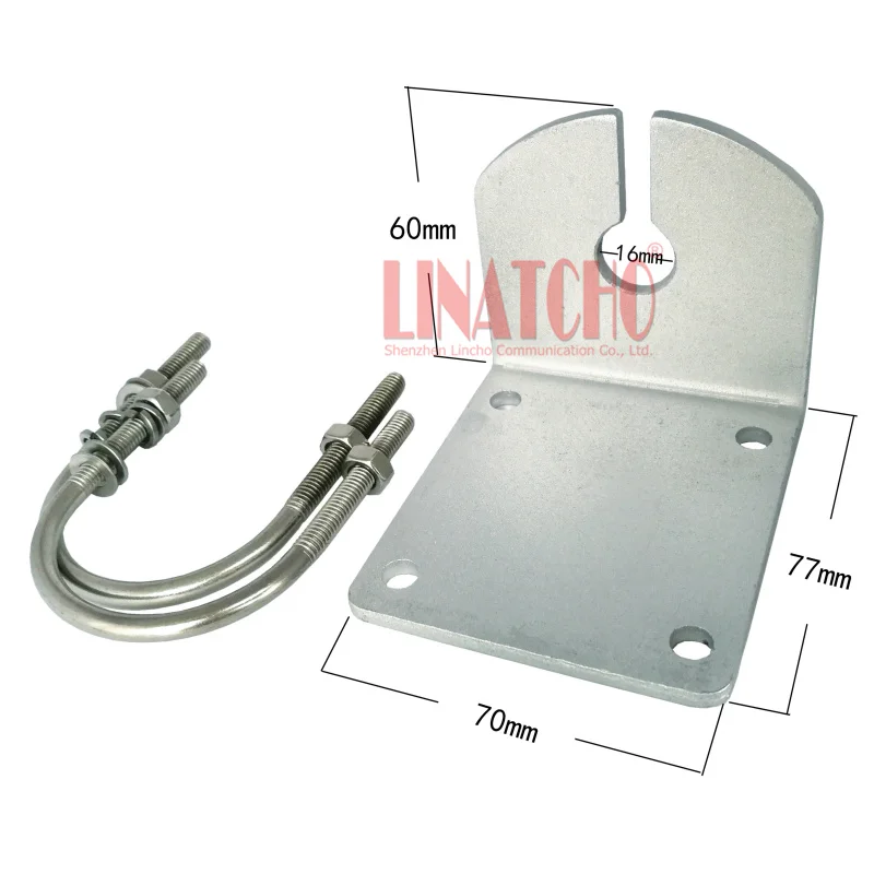 L-shaped U Clip Wall Mount Outdoor Stainless Steel Vehicle Antenna Base General Holder Bracket