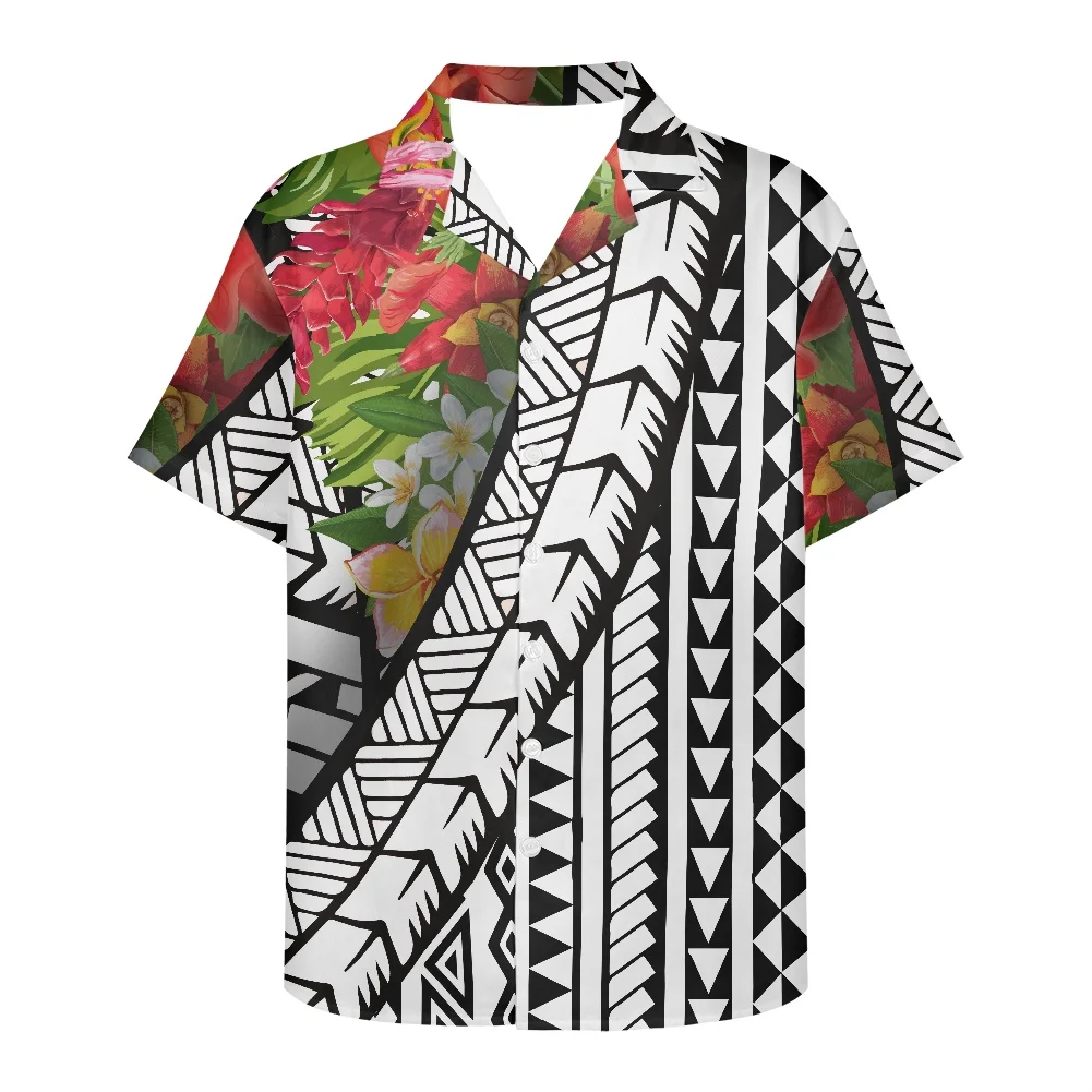 2022 Men's Shirts Polynesian Traditional Tonga Logo print Spring And Summer Clothes Short-Sleeved New Design V Neck Men's Shirts