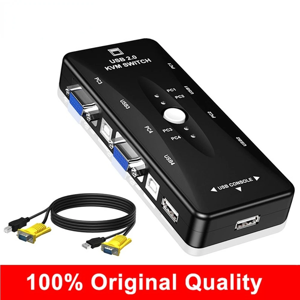 

Original KVM Switch Box 4 Port 4K Support 1920*1440 Resolution USB VGA Splitter PC Display Selector For Games and DVR monitor