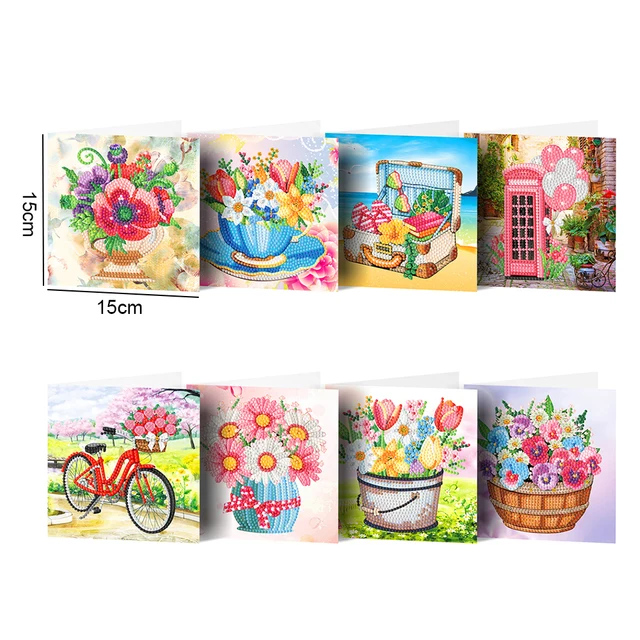 8Pcs Thanks Birthday Postcards DIY Diamond Painting Greeting Cards with Envelopes Partial Special-shaped Drill 5D Mosaic Card 1