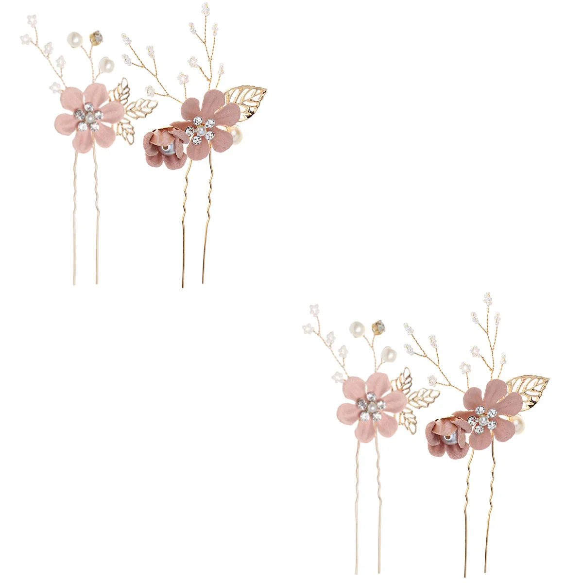 

4 pcs Flower U-shaped Hairpins Wedding Flower Hairpins for Bridal Wedding Prom