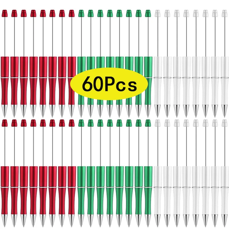 60 шт. рождественские бусины красные зеленые белые пластиковые ручки шариковые