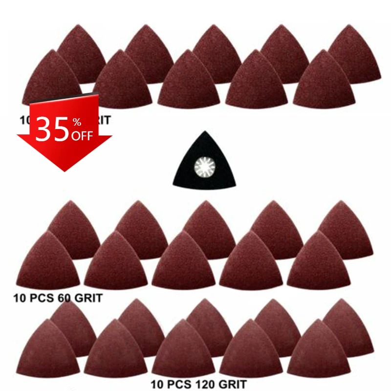 

31Pcs 60/80/120 Grit Sanding Sheets Paper Pads Set Saw Blade Triangle Sander Sandpaper Abrasive Tool Kit For Fein Multimaster