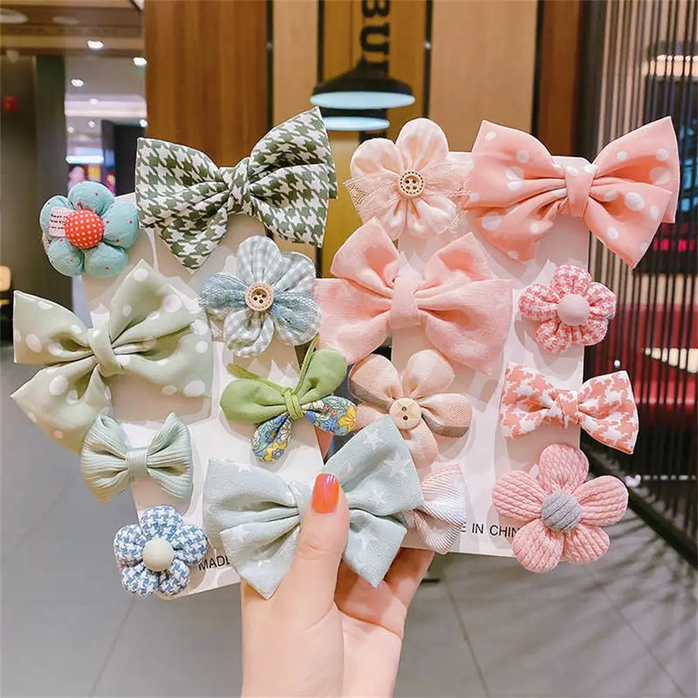 

8Pcs/Set New Cute Bows Flower Printe Hair Clips For Girls Kids Princess Sweet Hairpin Headdress Fashion Baby Hair Accessories