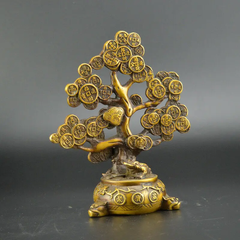 Chinese Collection Handwork Bronze Copper Money Tree Statue