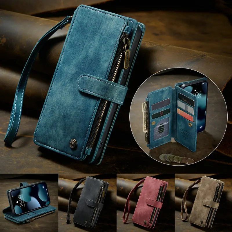 

CaseMe New Note 10s 9s Luxury Retro Wallet Case For Redmi Note 10 9 Pro Max Leather Book Case For Samsung Galaxy S21 Cover