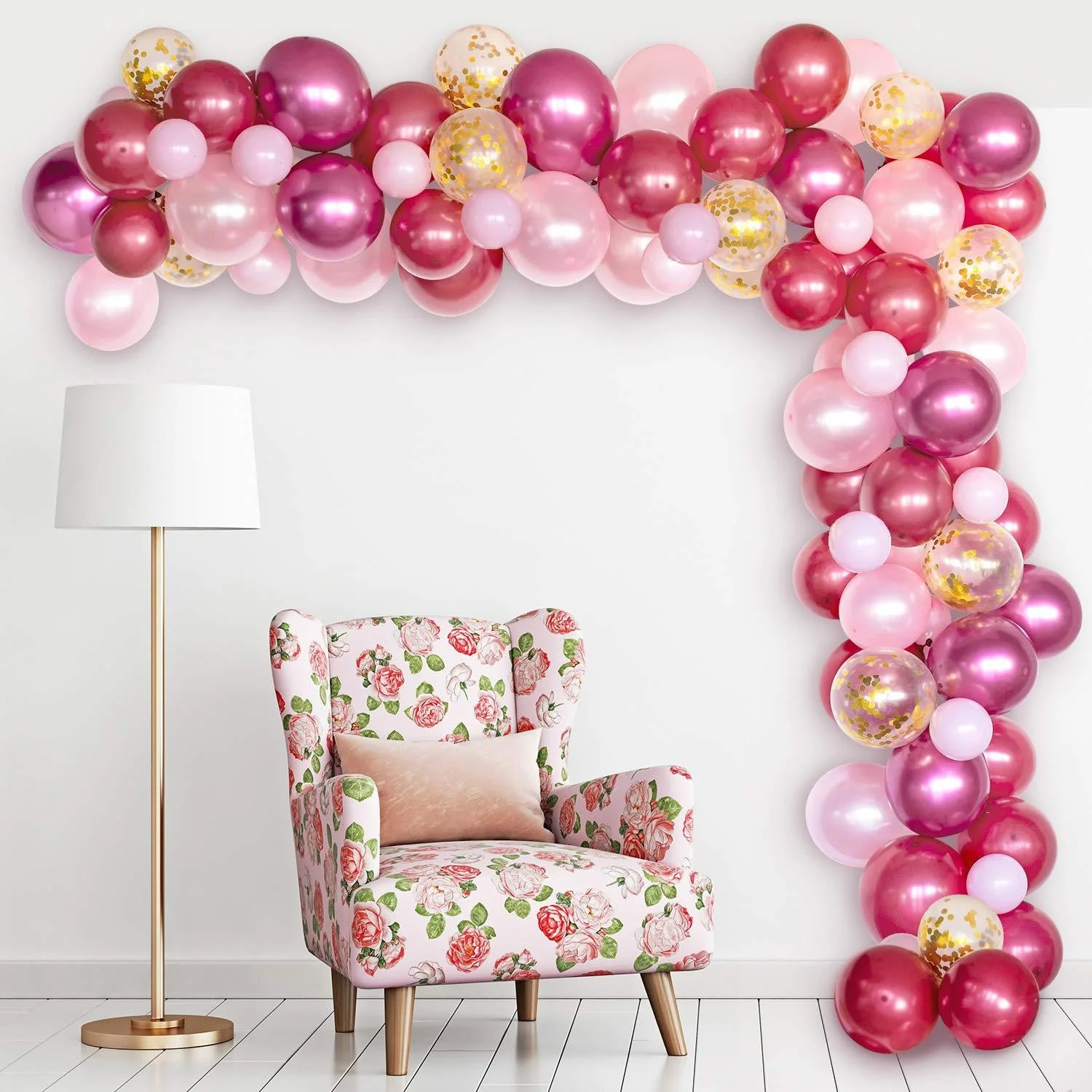 

120pcs Red Metal Balloon Arch Bridge Garland Balloon Chain Glue Dot Set Pink Gold Series Wedding Birthday Party Arrangement