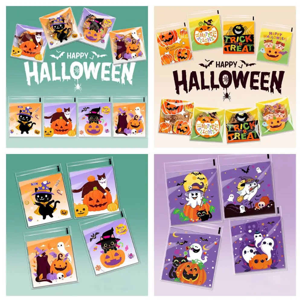 100 шт. смешанный узор сумки для конфет на Хэллоуин мультяшная тыква летучая мышь